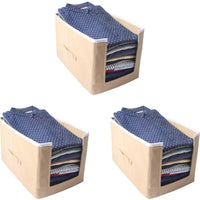 Cloth Organizer - Non Woven Foldable Cloth Organizer ( Pack of 3)